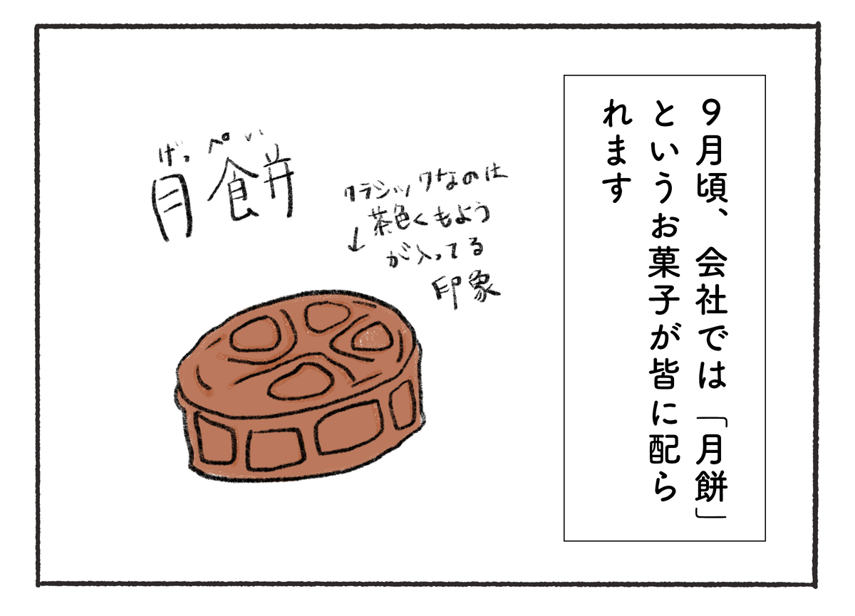 9月頃、会社では「月餅」 というお菓子が皆に配ら れます
