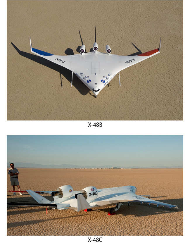 図4:NASAで飛行試験に使われた無人航空機(引用:ボーイングX-48)
