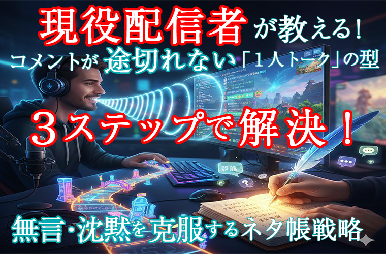【配信者向け】コメントが途切れない「一人トーク」実戦技術とネタ帳戦略！無言・コメントゼロを克服する話し方の型