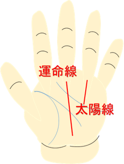 運命線と太陽線