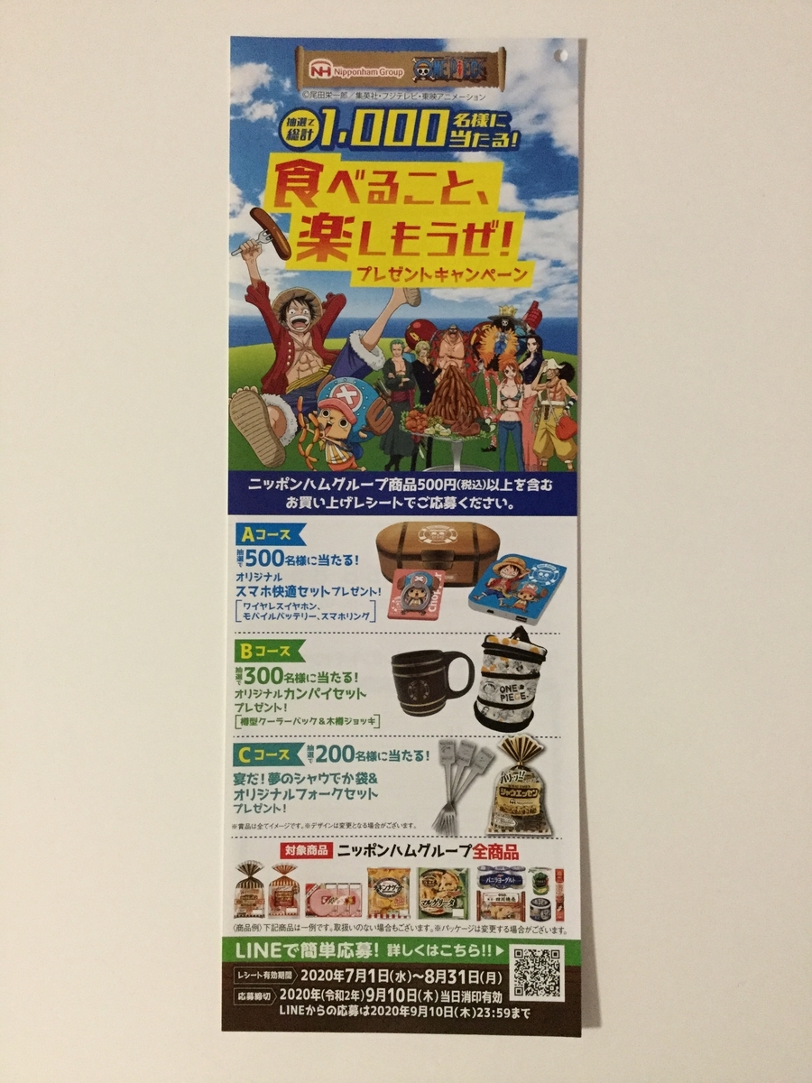 締切 9 10 ニッポンハムグループ 食べること 楽しもうぜ プレゼントキャンペーン レシート すきま時間に懸賞生活