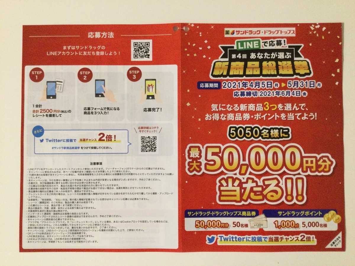 締切21 6 4 サンドラッグ ドラッグトップス 第4回あなたが選ぶ新商品総選挙 すきま時間に懸賞生活