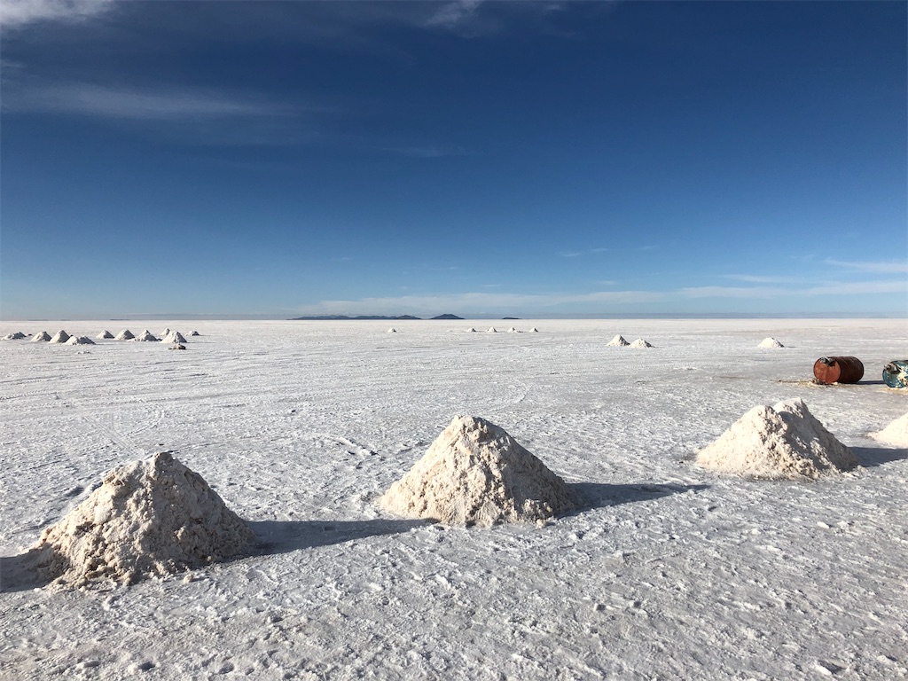 ウユニ塩湖（Salar  De Uyuni）の乾季に見られる風景