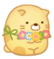 e034ねこ花飾り風