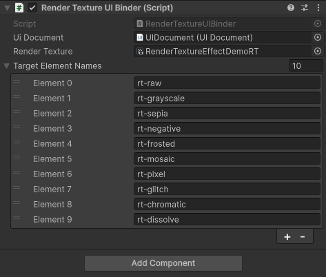 RenderTextureUIBinder の Inspector 設定