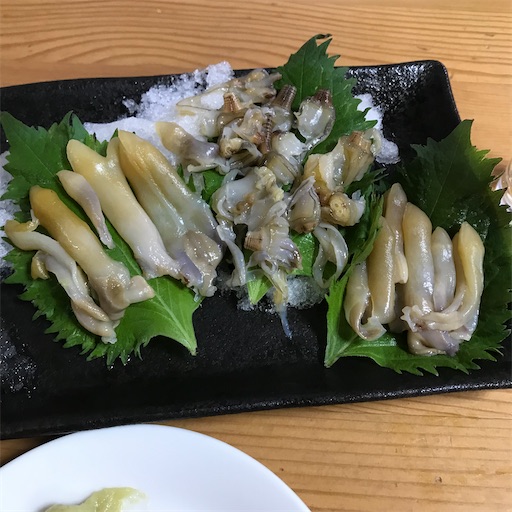 マテ貝の刺身 木登り日和