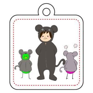 【オリラボマーケット】ネズミの着ぐるみすんこ　アクリルキーホルダー四角型