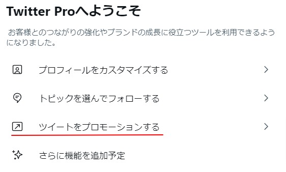 TwitterProのビジネスアカウント
