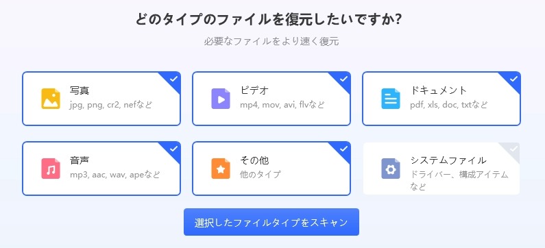 スキャン対象形式を選択