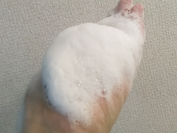 【釜焚きオリーブ石鹸】+ ぬるま湯(泡ネットあり)