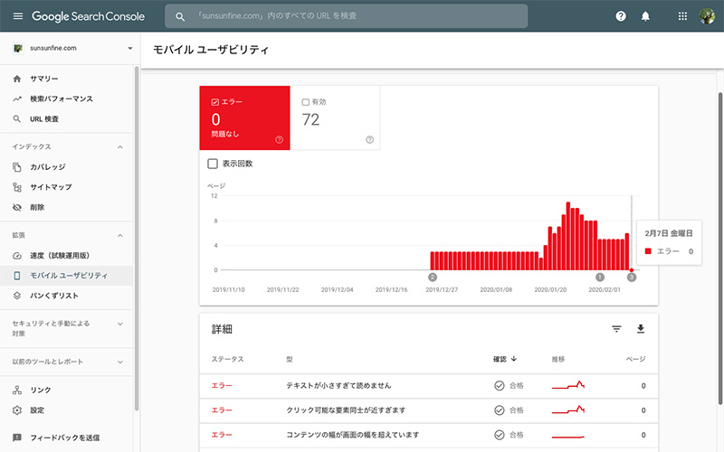 モバイルユーザビリティエラー0!