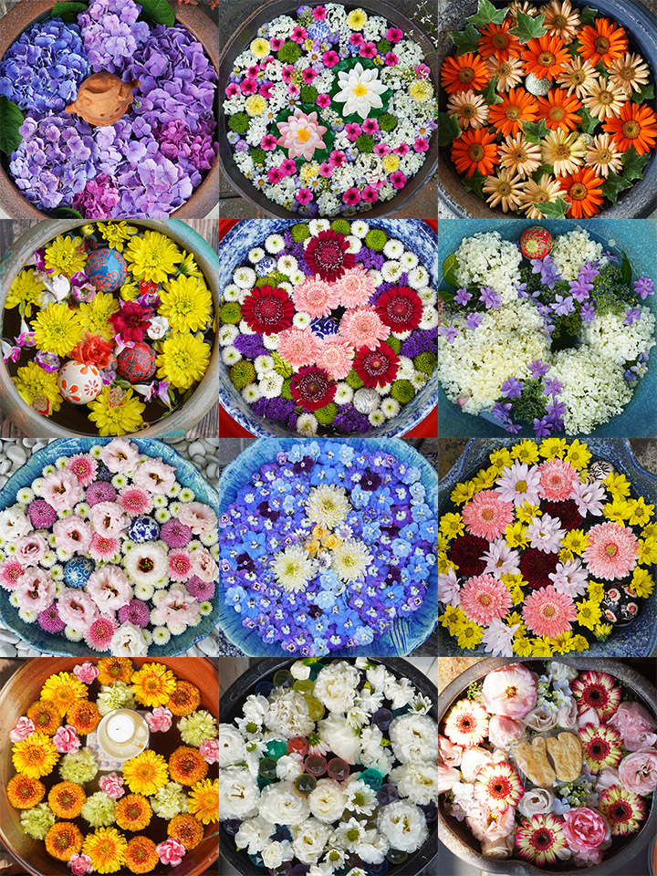 古墳通りと忍城のまわりの花手水