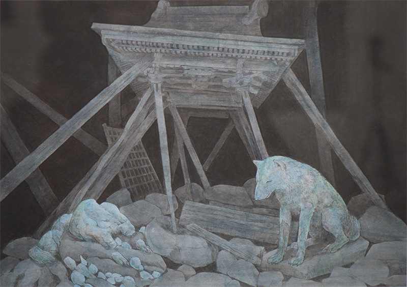 夜の七ツ石神社にて