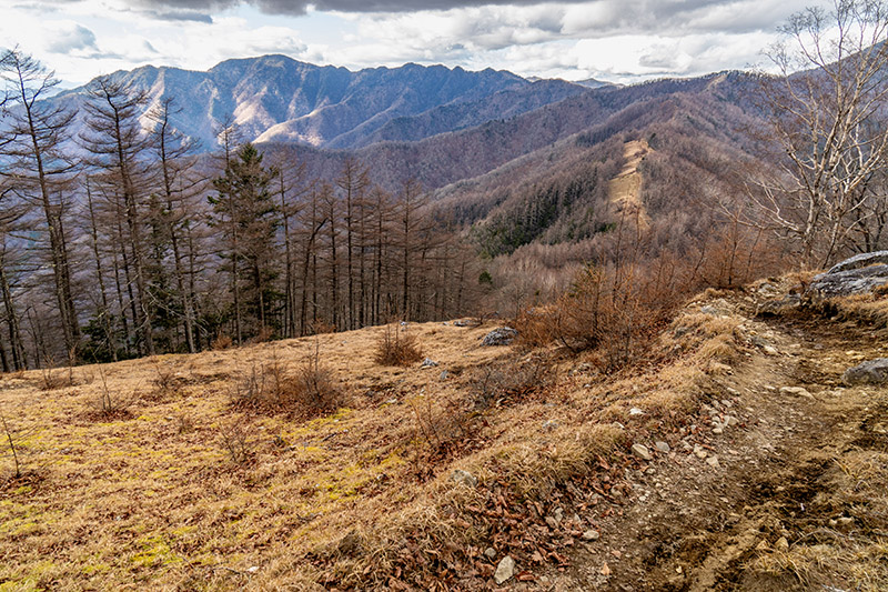 七ツ石山を下り，石尾根を辿る