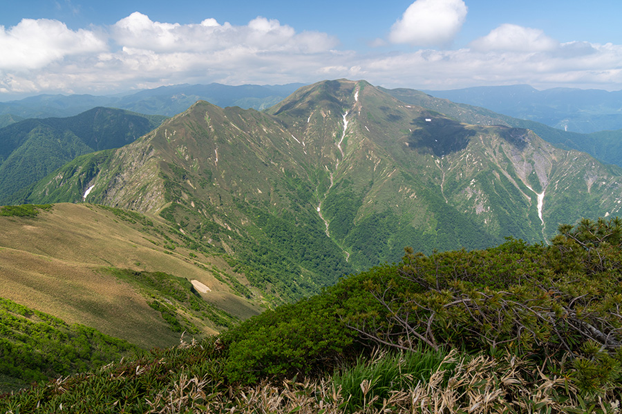 万太郎山から仙ノ倉山を望む