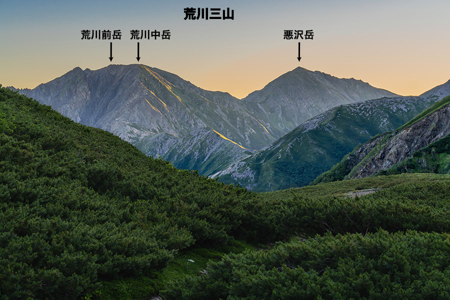 荒川三山　山名入り