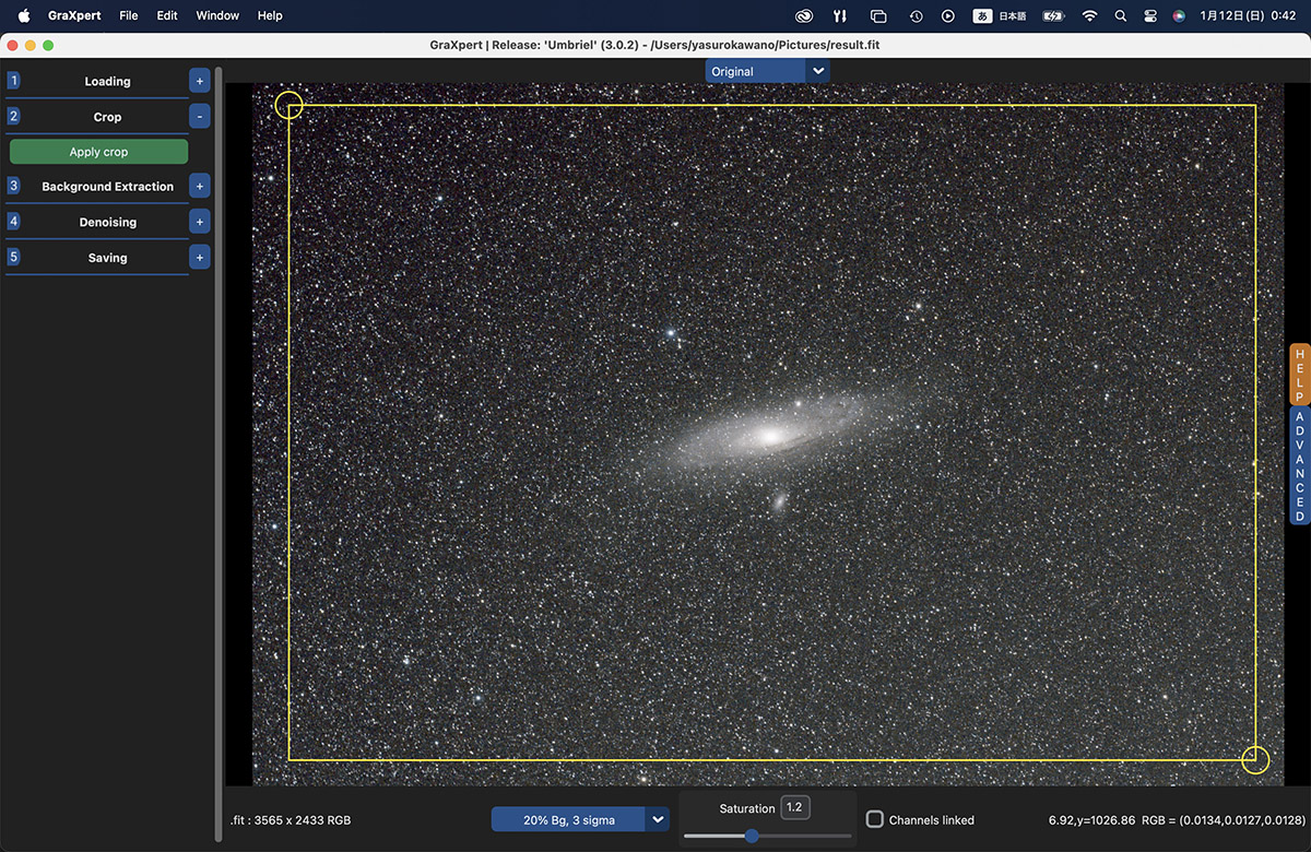 黄色い枠を動かしてクロップ