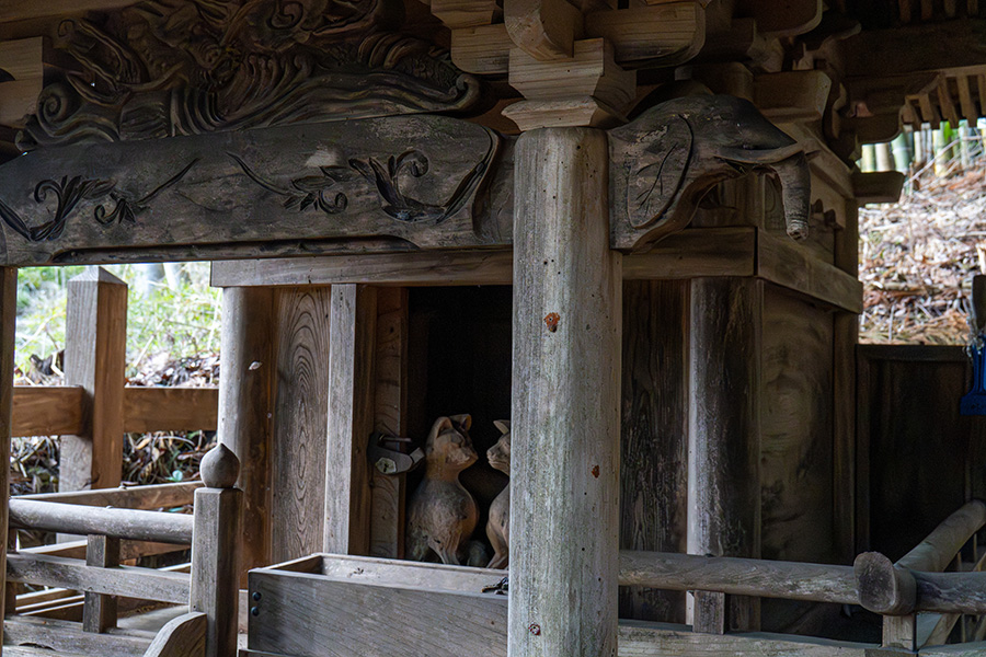 桜の奥には稲荷神社のお社
