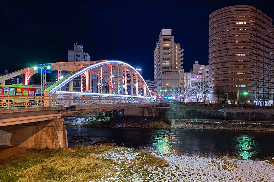 北上川と開運橋