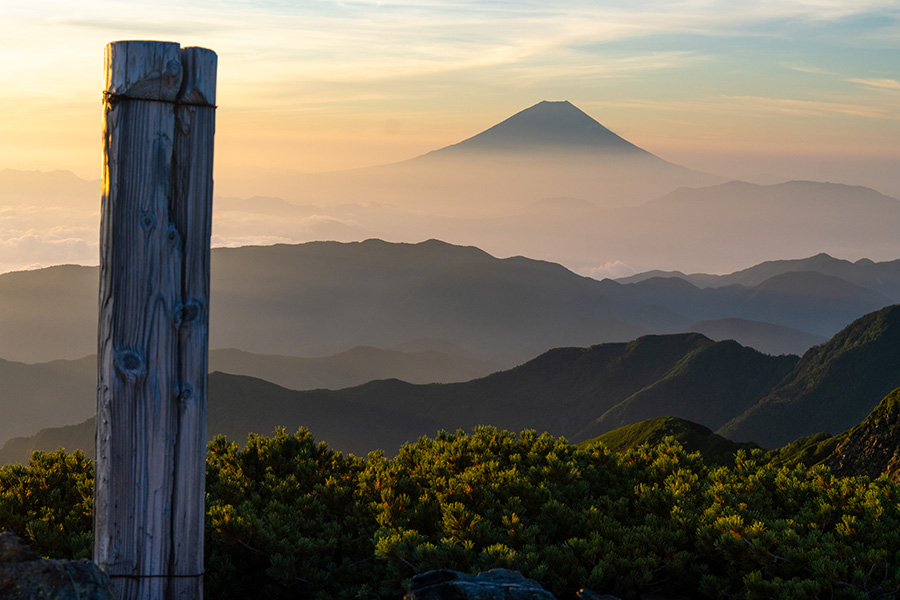 富士山を見ながらテントに戻ります