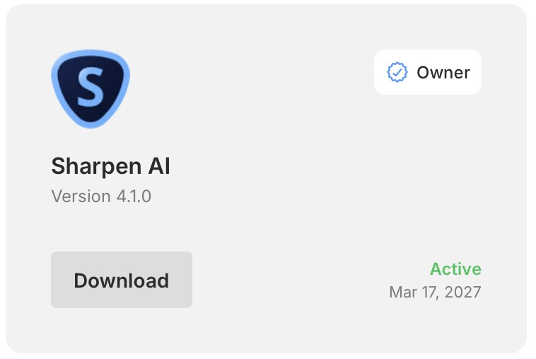 Sharpen AI の最新バージョンをダウンロードします