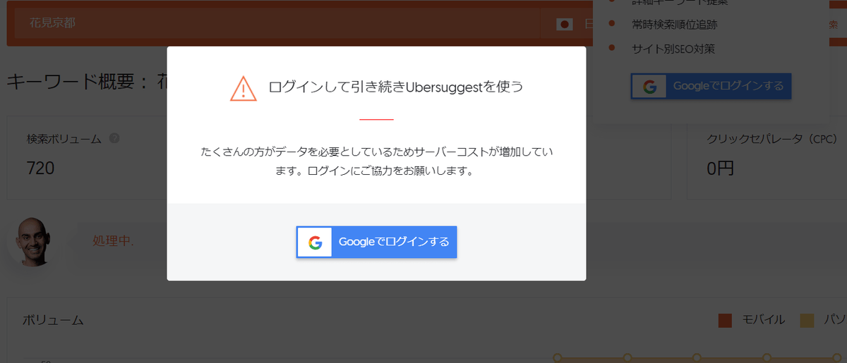 ubersuggestのログイン