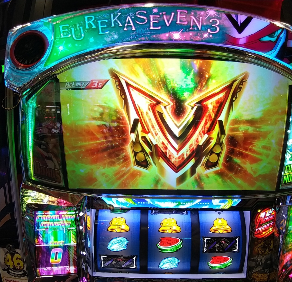 エウレカ3のハイエナで周期天井目前。しかし、ゲーム数天井も迫る。先