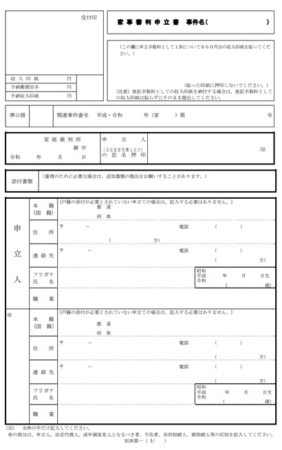 相続の承認または放棄の期間の伸長の申立書