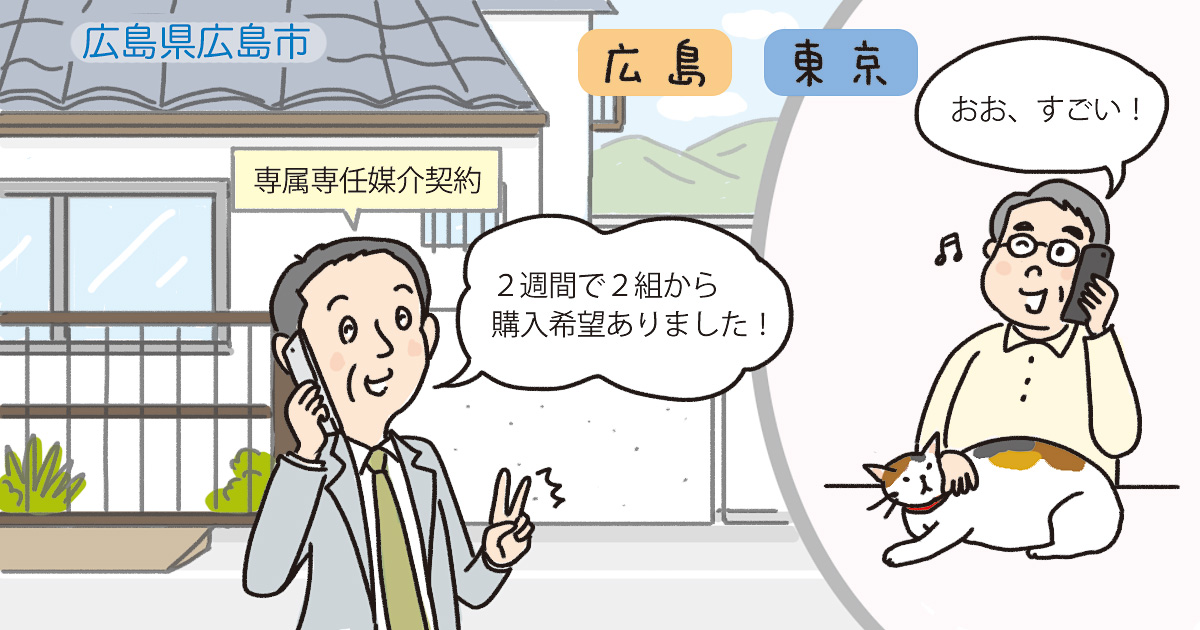 広島県広島市西区Tさん(60代)/遠方の実家を相続。地元不動産会社と媒介契約を結び、2週間後にはほぼ希望価格での売却が成功!