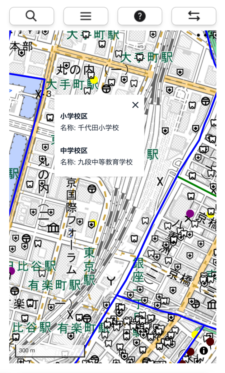 不動産情報ライブラリ・周辺施設を全選択した画面