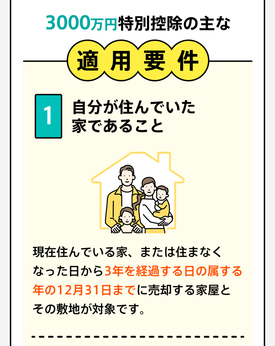 3000万円特別控除の主な適用要件