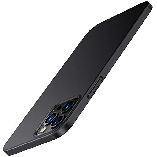 TORRAS 2022最新 超薄型 iPhone12 用ケース iPhone12Pro 用ケース 6.1インチ マット質感 PC ガラスフィルム付属 指紋防止 擦り傷防止 さらさら肌触り アイフォン 12 Pro用耐衝撃カバーブラック Wisdom Series