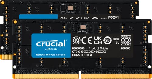 Crucial RAM 96GB キット (2x48GB) DDR5 5600MT/s (または5200MT/s or 4800MT/s) ノートパソコンメモリ CT2K48G56C46S5 ブラック