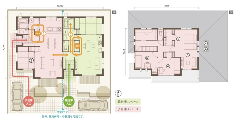 間取り　縦割り　部分分離