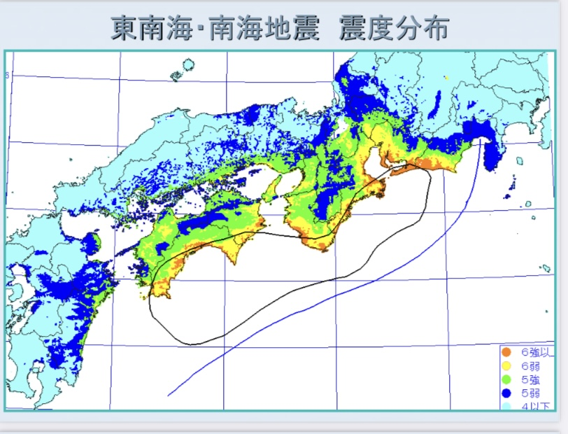 東南海・南海地震　震度分布図