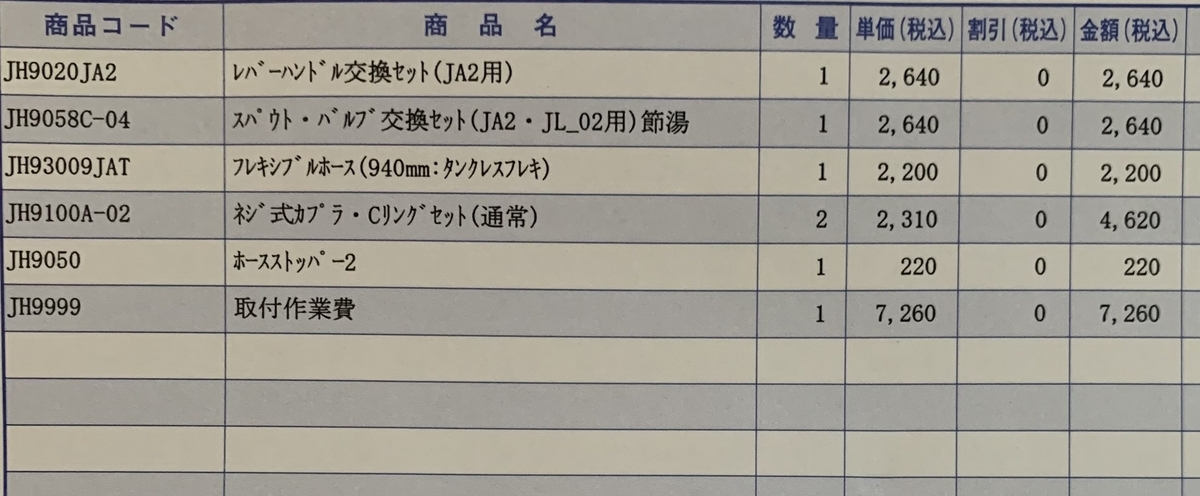 メンテナンスパック 価格表