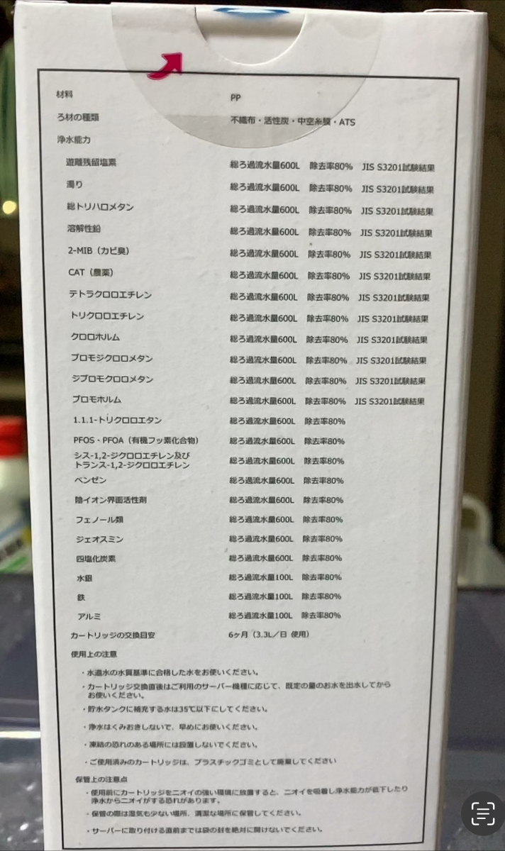 カートリッジで除去できる物質　カートリッジ写真