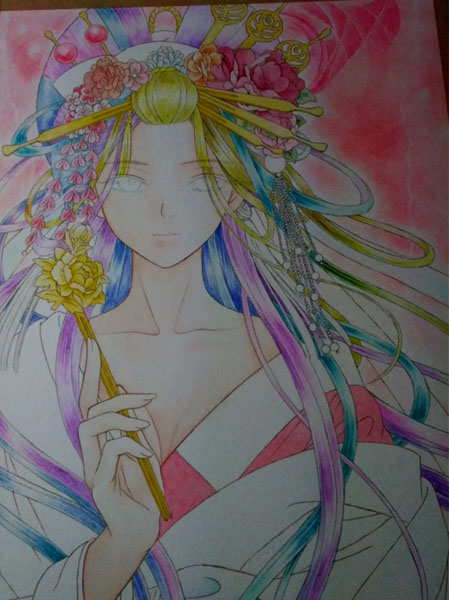 花魁風イラスト進捗状況：ひたすら下塗り - 鈴豆そうさく日記