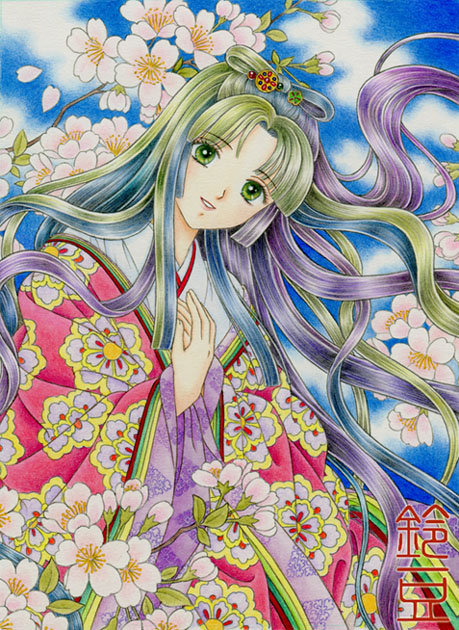 ふくひめ　4女　(水彩画) バブーシュカの女の子 水彩画風 The Girl in the Babushka Watercolor