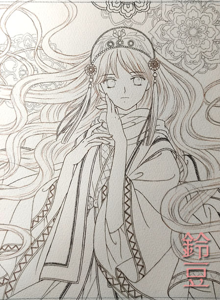 謎民族衣装風イラストメイキング開始 ペン入れだけでも大変でした 鈴豆そうさく日記