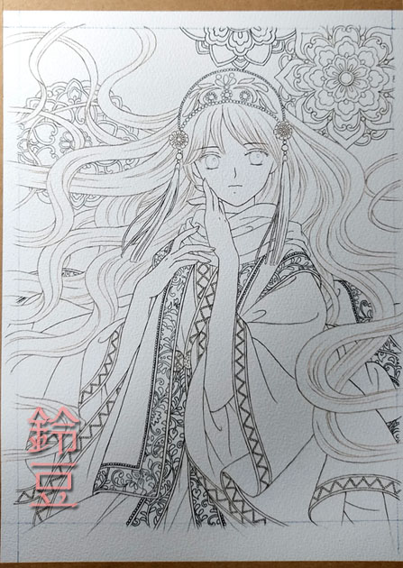 謎民族衣装風イラストメイキング開始 ペン入れだけでも大変でした 鈴豆そうさく日記