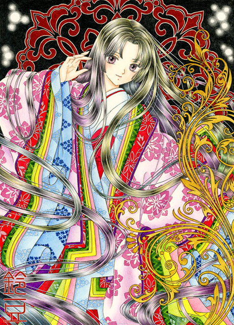 唐紅（からくれない）」色鉛筆＆鉛筆オリジナル平安イラスト完成：東京