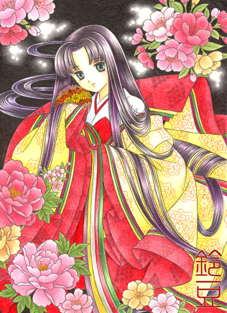 薬玉の姫 色鉛筆 鉛筆オリジナル平安イラスト 私はずっと酸欠だったようです 鈴豆そうさく日記