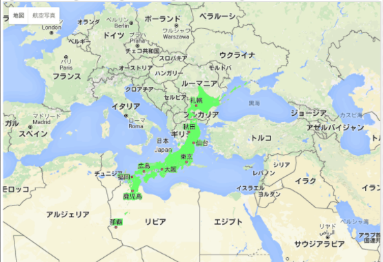 日本イタリア比較地図