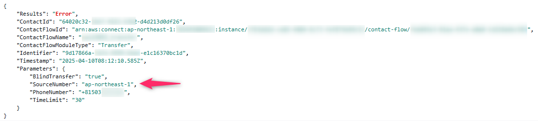 発信者 ID 番号を AWS リージョン名に設定