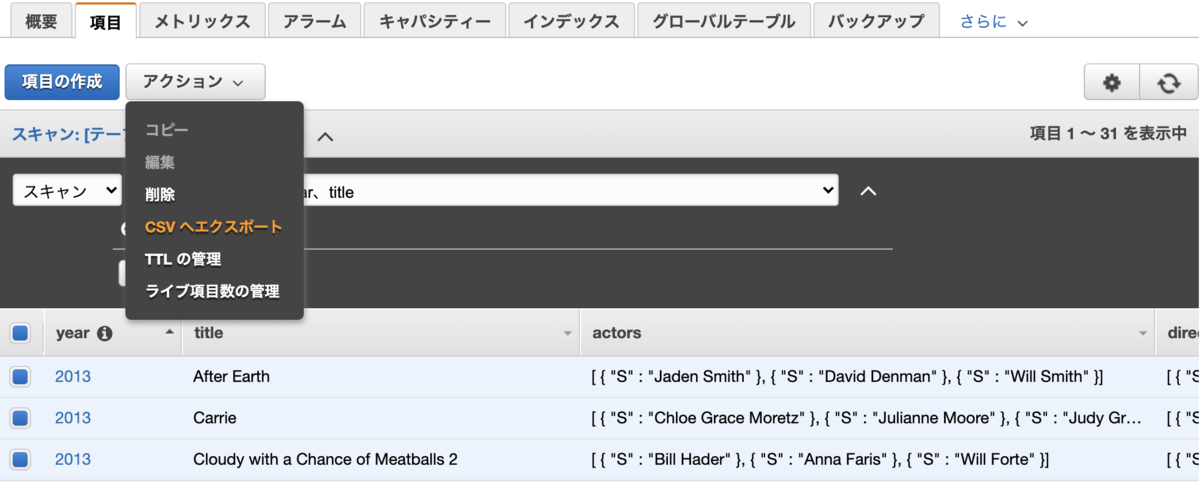 マネコンソでCSVエクスポート