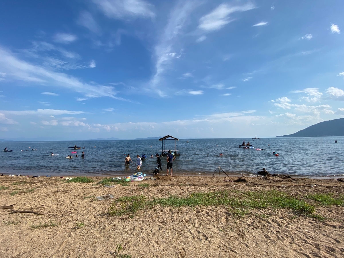琵琶湖で湖水浴 こどものたしなみ
