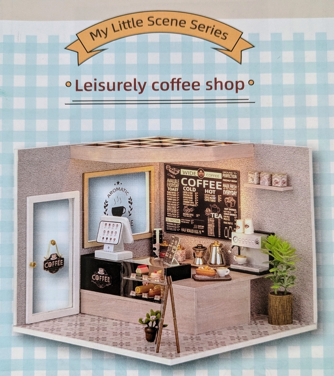 ドールハウス コーヒーショップ 完成品 （懐かしい町のレトロな