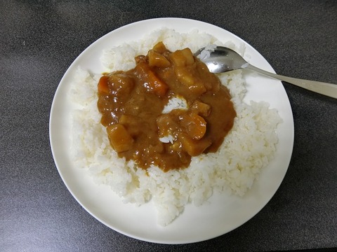カレー曜日を白米に盛り付けた写真