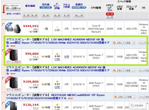 新型のAMDのCPU搭載ハイコスパパソコン